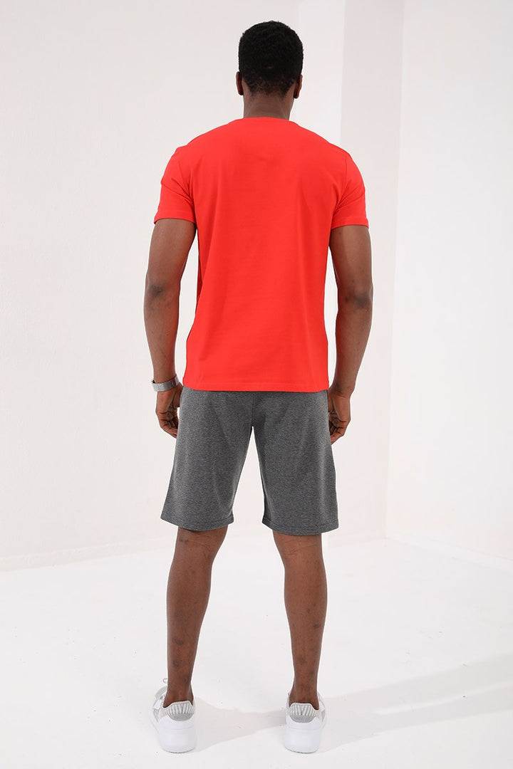 TMY Gray Melange Printed Zippered Pocket Lace-Up Standard Fit Men's Shorts - 81205 - Inverness