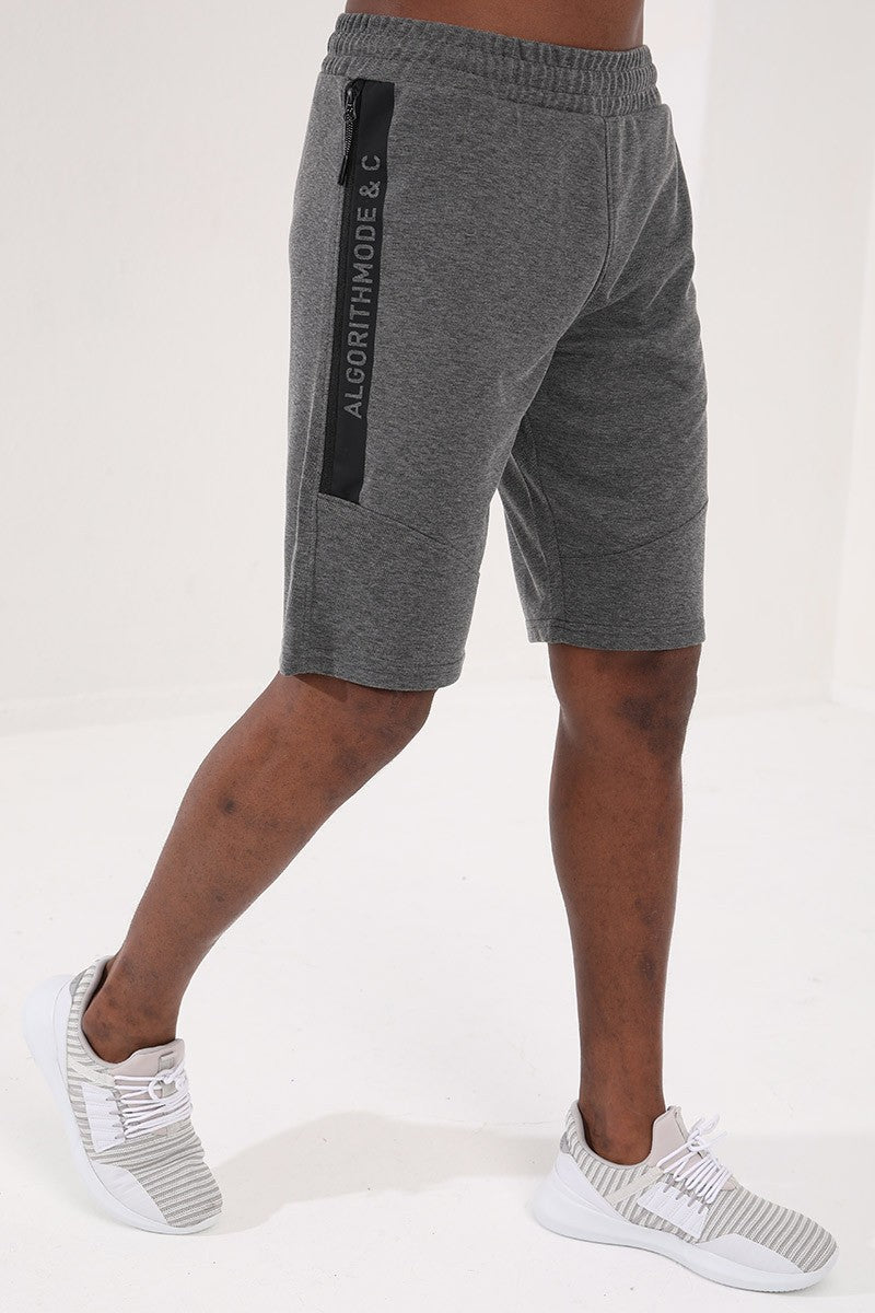 TMY Gray Melange Printed Zippered Pocket Lace-Up Standard Fit Men's Shorts - 81205 - Inverness