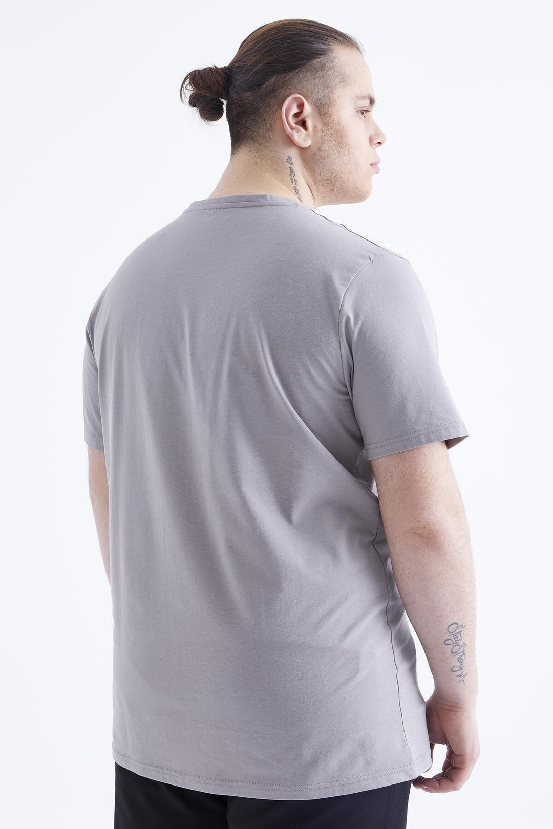 TMY Gray Printed Round Neck Plus Size Men's T-Shirt - 88076 - Potomac