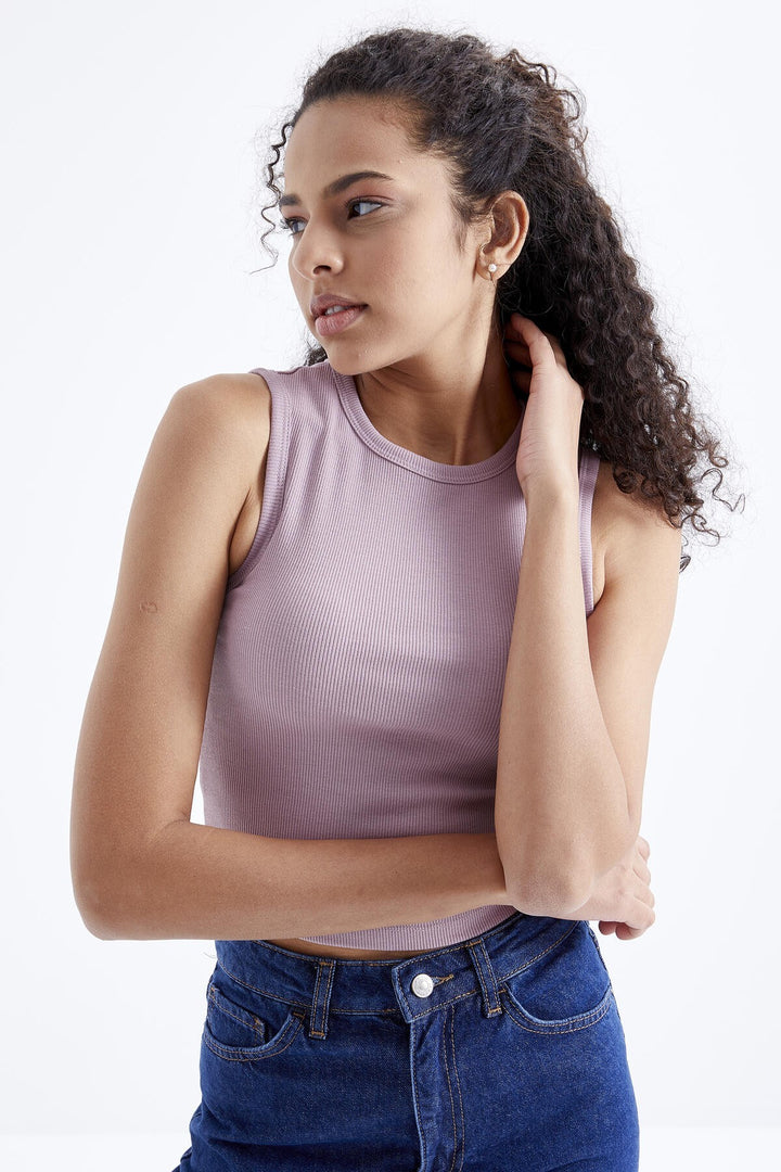 TMY Dried Rose Basic Sleeveless O Neck Women's Crop Top Tank Top - 97204 - Gisborne