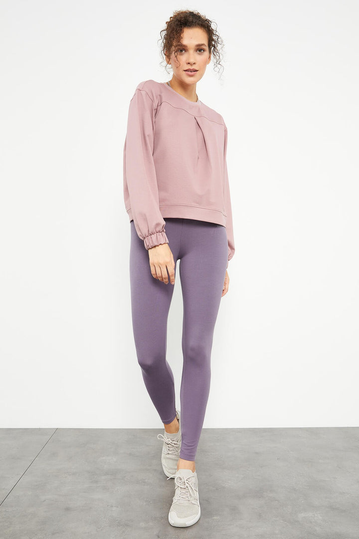 TMY Dried Rose Brushed Oversized Sweatshirt with O Neck - 97165 - Brest