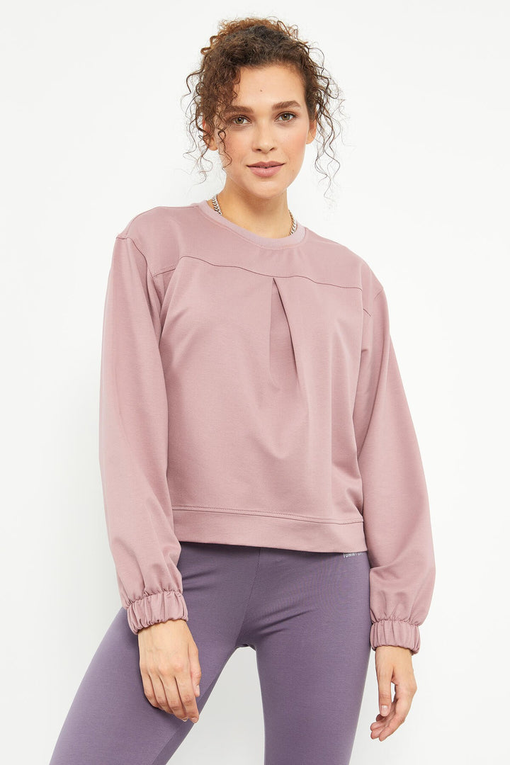 TMY Dried Rose Brushed Oversized Sweatshirt with O Neck - 97165 - Brest