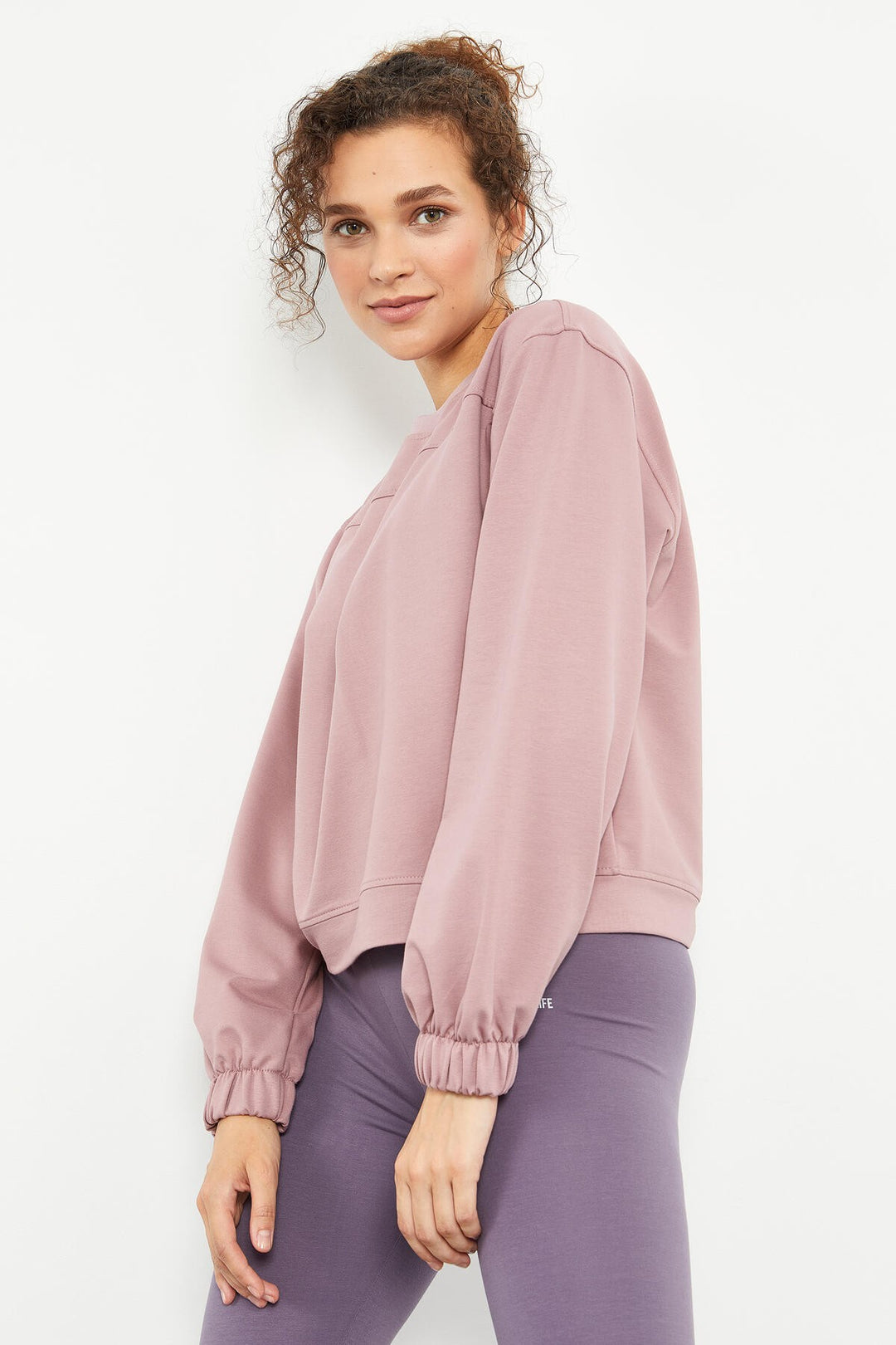 TMY Dried Rose Brushed Oversized Sweatshirt with O Neck - 97165 - Brest