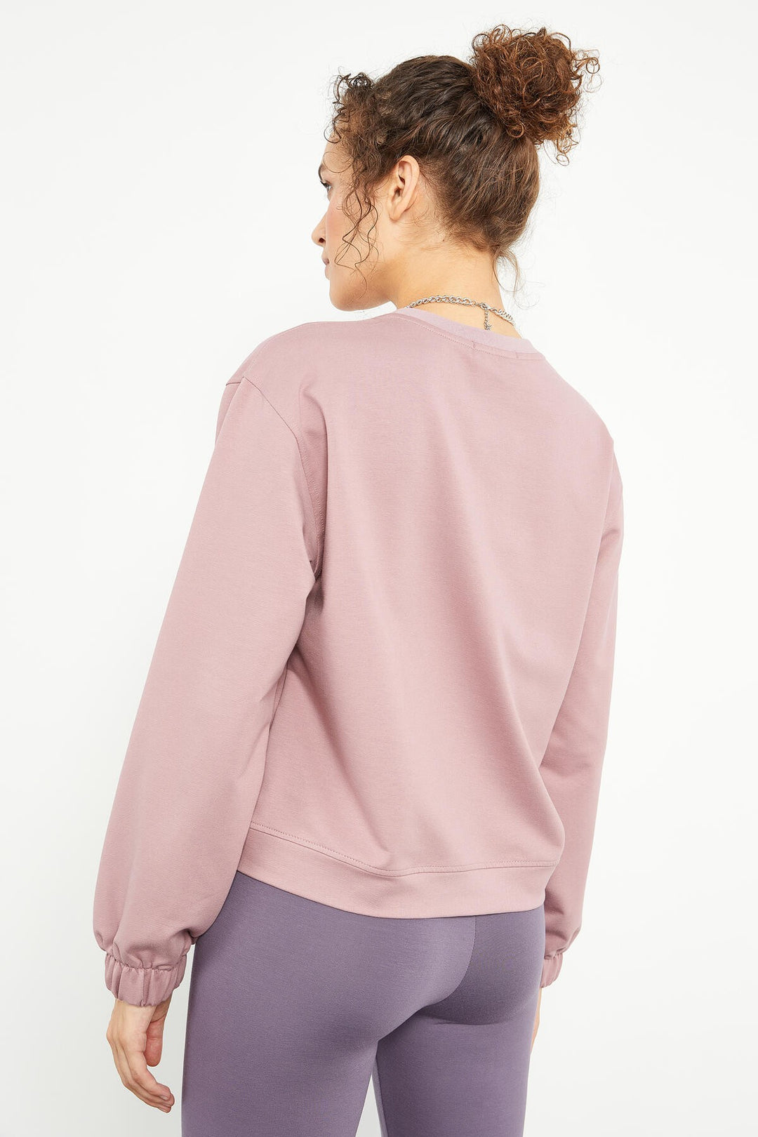 TMY Dried Rose Brushed Oversized Sweatshirt with O Neck - 97165 - Brest