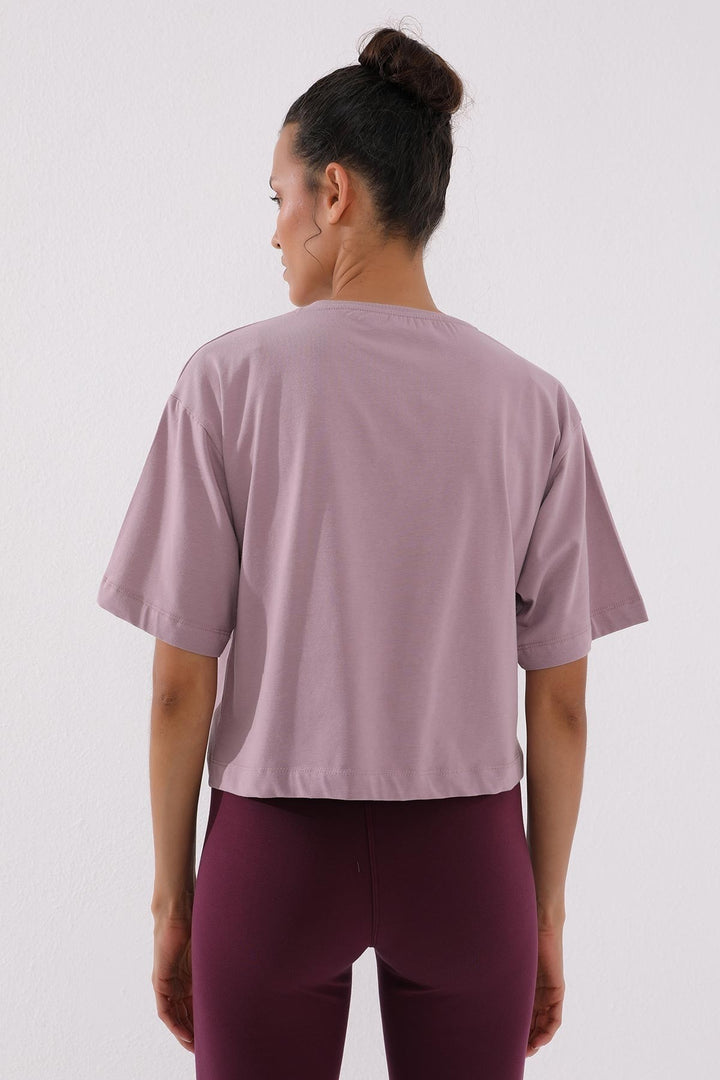 TMY Dried Rose Printed Short O Neck Women's Oversize T-Shirt - 97135 - Kingston
