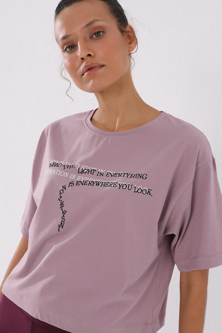 TMY Dried Rose Printed Short O Neck Women's Oversize T-Shirt - 97135 - Kingston