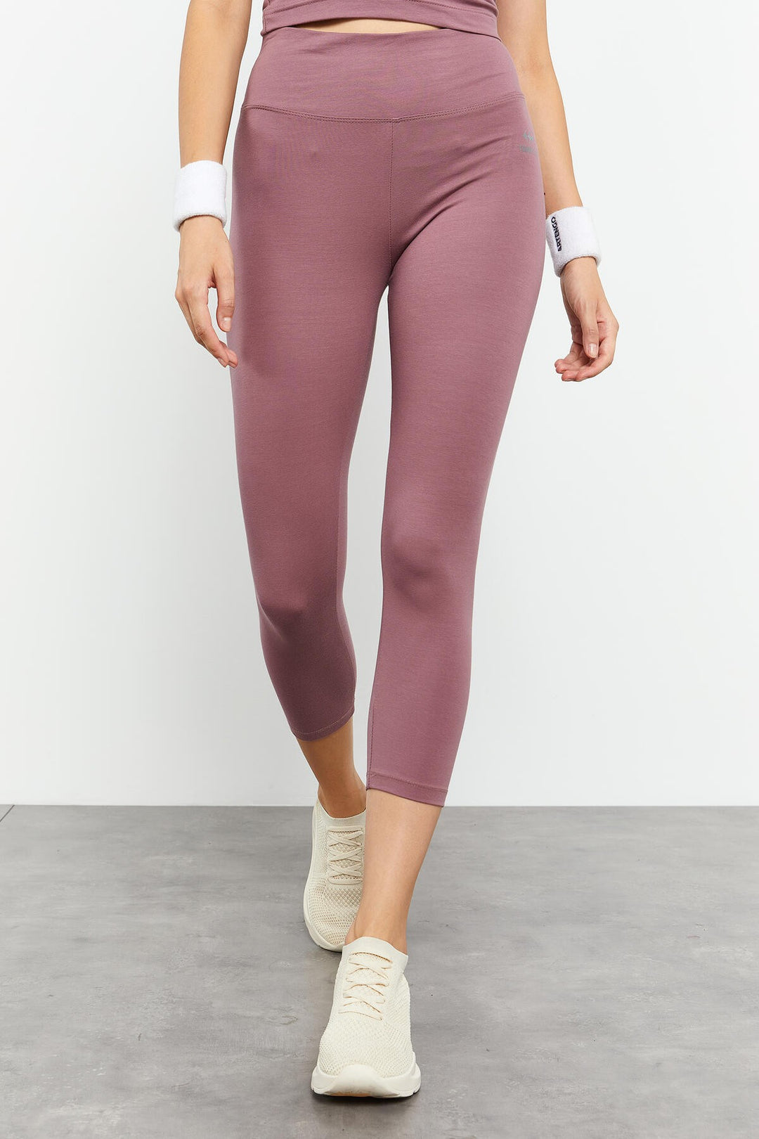 TMY Dried Rose High Waist Capri-Crop Tank Top Slim Fit Women's Leggings Set - 95284 - San Vicente de Baracaldo