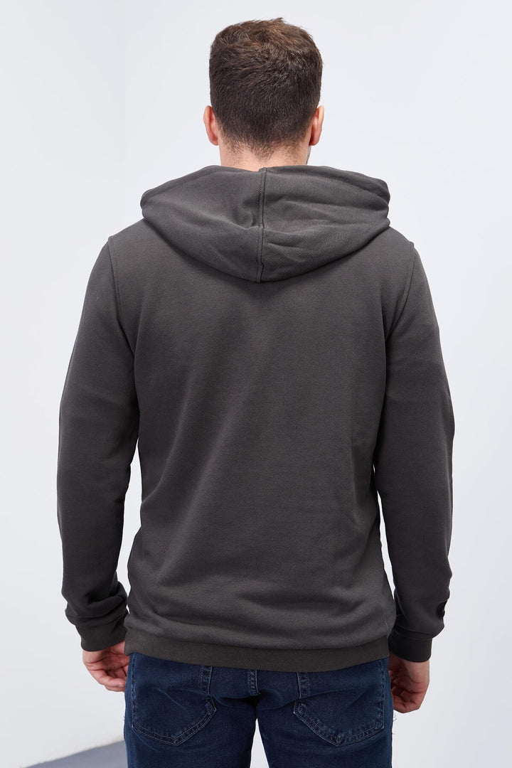 TMY Haki Geometric Printed Standard Mold Hooded Men's Sweatshirt - 87870 - Hamilton