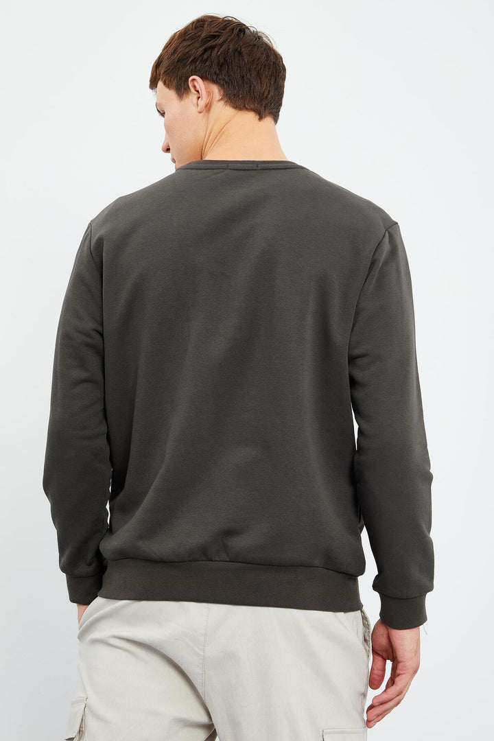 TMY Haki Men's Printed Round Neck Comfort Fit Sweatshirt - 88037 - Montgomery