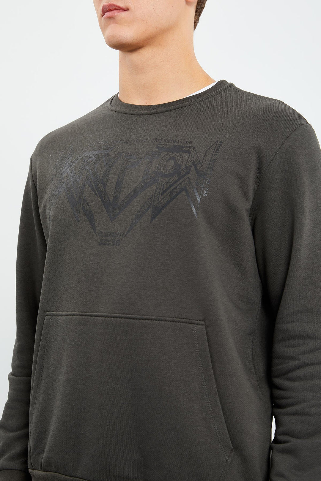 TMY Haki Men's Printed Round Neck Comfort Fit Sweatshirt - 88037 - Montgomery