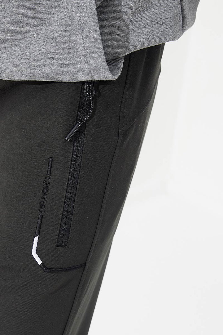 TMY Haki Zippered Pocket Embroidered Detail Slim Fit Jogger Men's Sweatpants - 84782 - Brownsville