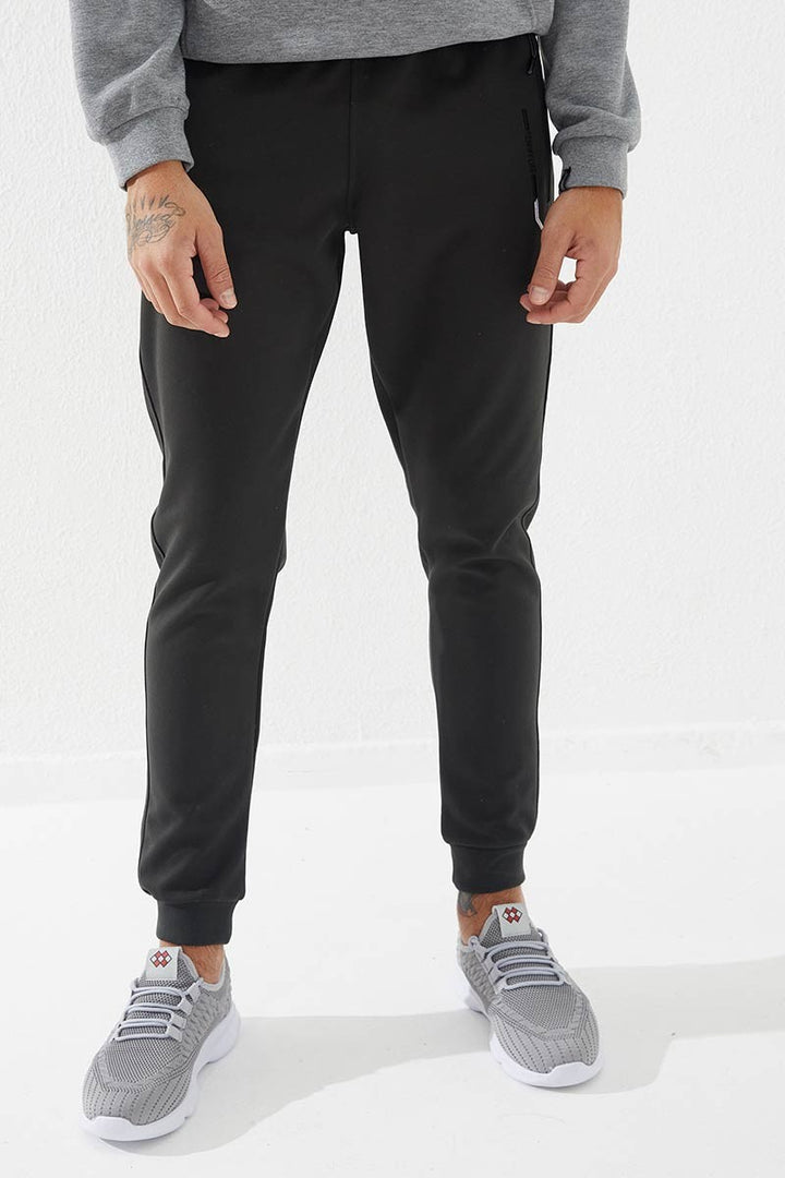 TMY Haki Zippered Pocket Embroidered Detail Slim Fit Jogger Men's Sweatpants - 84782 - Brownsville
