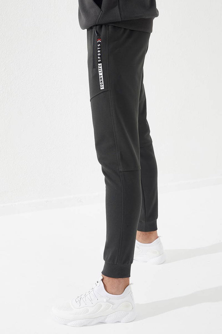 TMY Haki Zippered Pocket Embroidered Detail Slim Fit Jogger Men's Sweatpants - 84783 - Estero