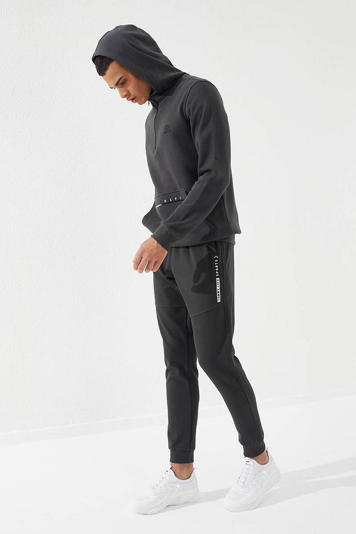 TMY Haki Zippered Pocket Embroidered Detail Slim Fit Jogger Men's Sweatpants - 84783 - Estero