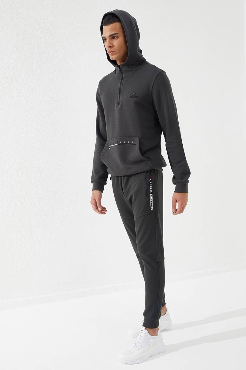 TMY Haki Zippered Pocket Embroidered Detail Slim Fit Jogger Men's Sweatpants - 84783 - Estero