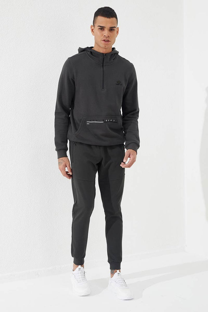 TMY Haki Zippered Pocket Embroidered Detail Slim Fit Jogger Men's Sweatpants - 84783 - Estero