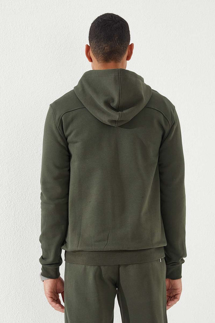 TMY Haki Zippered Standard Fit Hooded Men's Sweatshirt - 87877 - Hoover