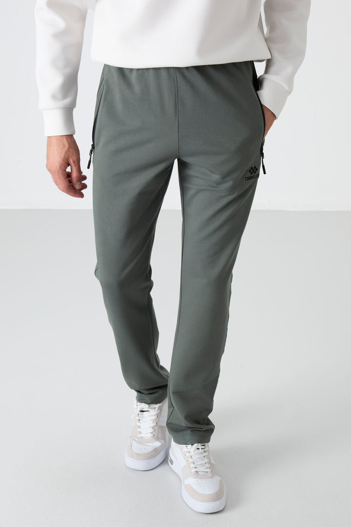 TMY Haki Zippered Three-Pocket Slim Fit Classic Cuff Men's Sweatpants - 84671 - Portland