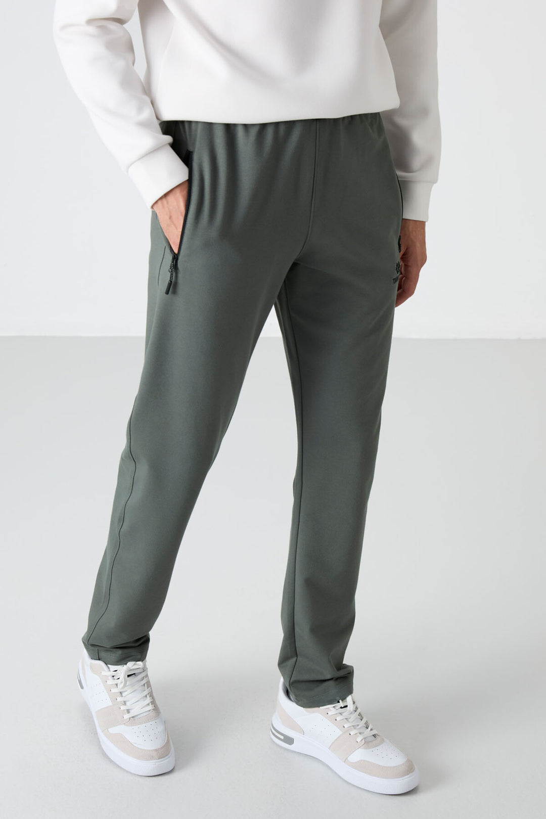 TMY Haki Zippered Three-Pocket Slim Fit Classic Cuff Men's Sweatpants - 84671 - Portland