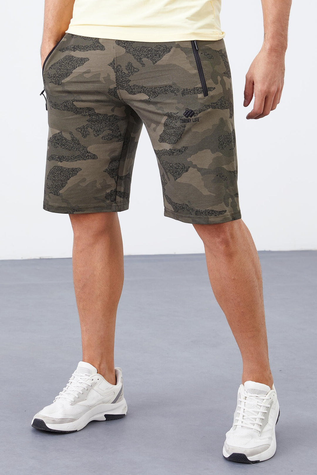 TMY Khaki Camouflage Patterned Standard Fit Men's Shorts - 81157 - Bergen op Zoom