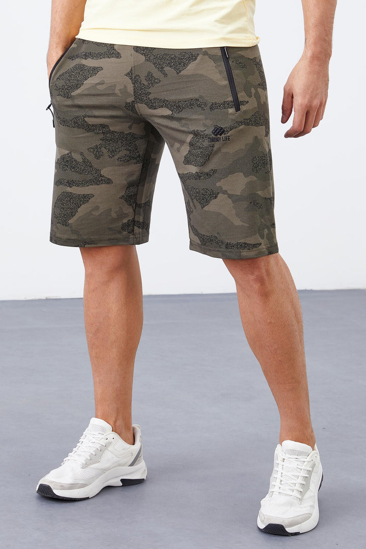 TMY Khaki Camouflage Patterned Standard Fit Men's Shorts - 81157 - Bergen op Zoom