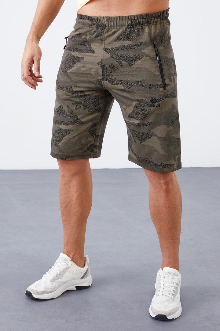 TMY Khaki Camouflage Patterned Standard Fit Men's Shorts - 81157 - Bergen op Zoom