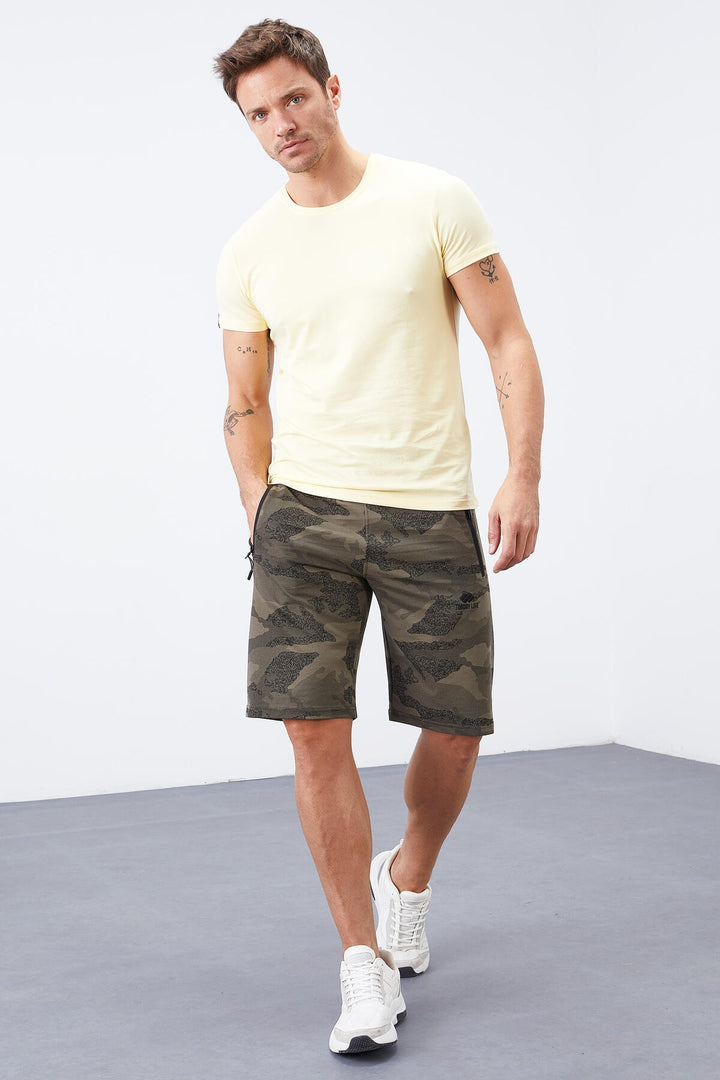 TMY Khaki Camouflage Patterned Standard Fit Men's Shorts - 81157 - Bergen op Zoom