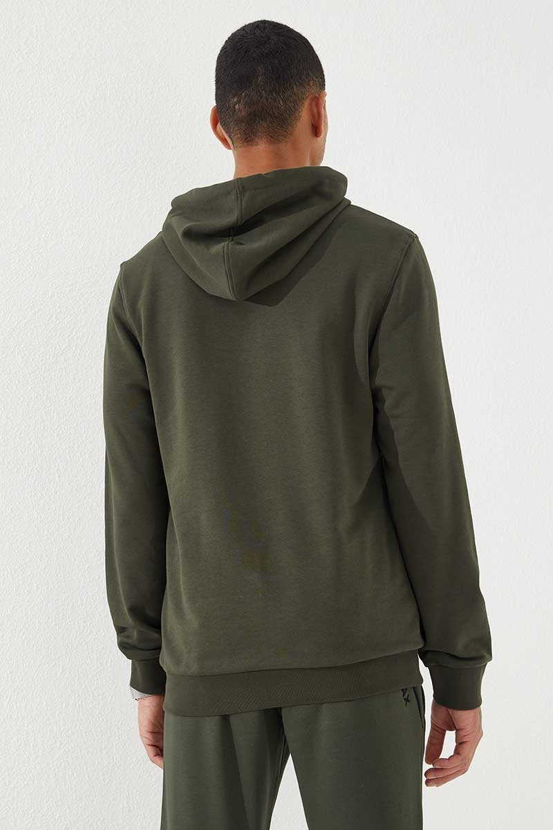 TMY Haki Kangaroo Pocket Standard Fit Hooded Men's Sweatshirt - 87872 - Poway