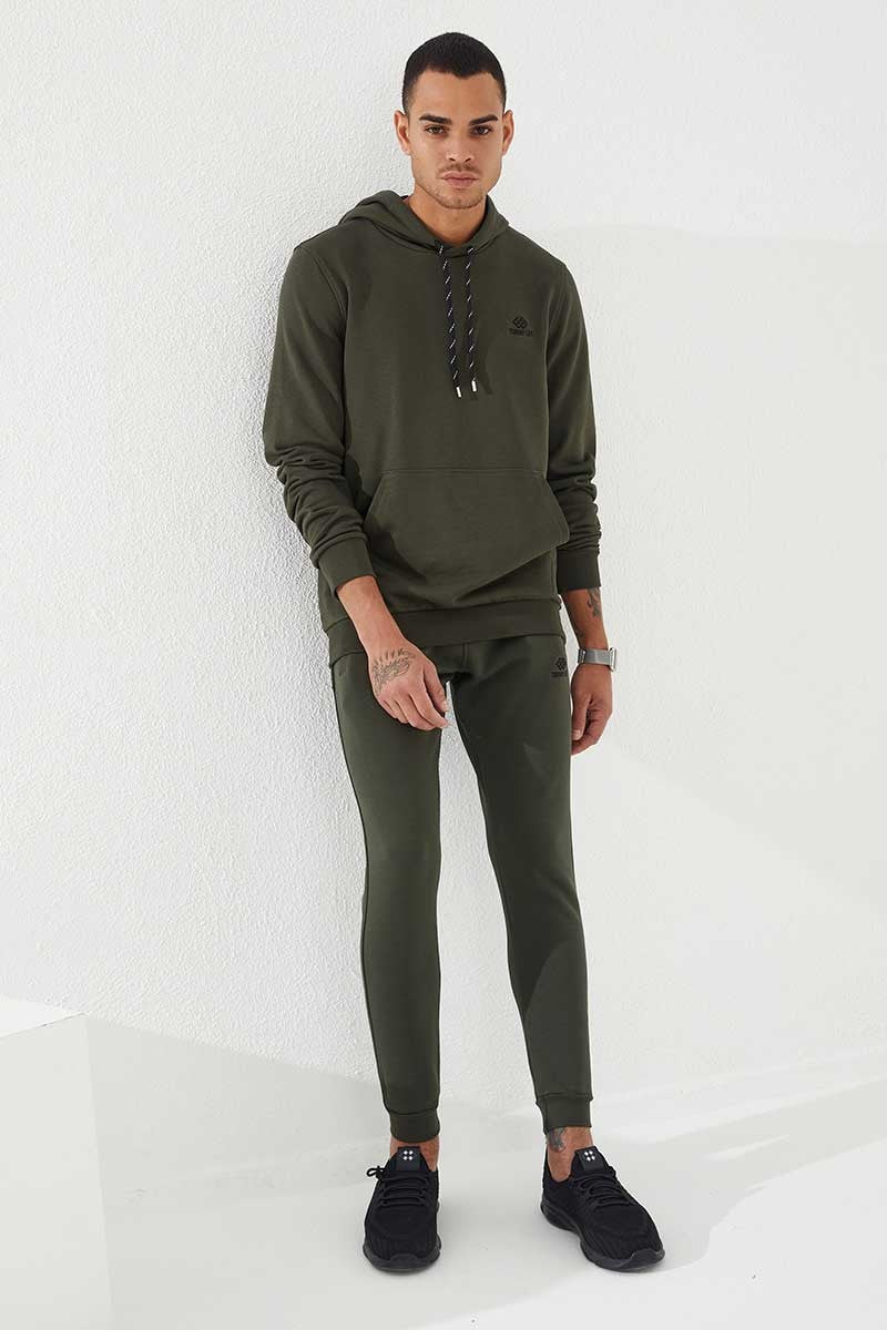TMY Haki Kangaroo Pocket Standard Fit Hooded Men's Sweatshirt - 87872 - Poway
