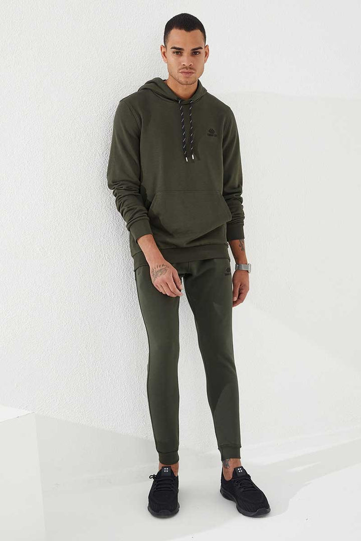 TMY Haki Kangaroo Pocket Standard Fit Hooded Men's Sweatshirt - 87872 - Poway