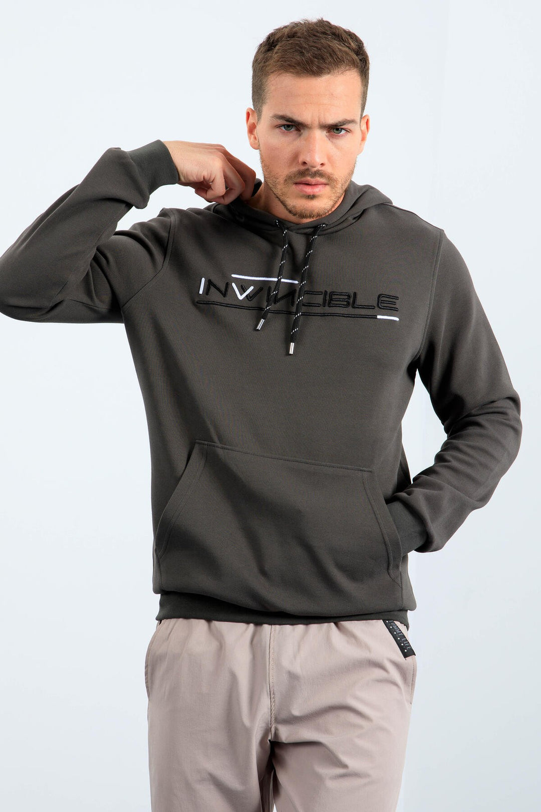 TMY Haki Kangaroo Pocket Standard Fit Hooded Men's Sweatshirt - 87883 - Corsico
