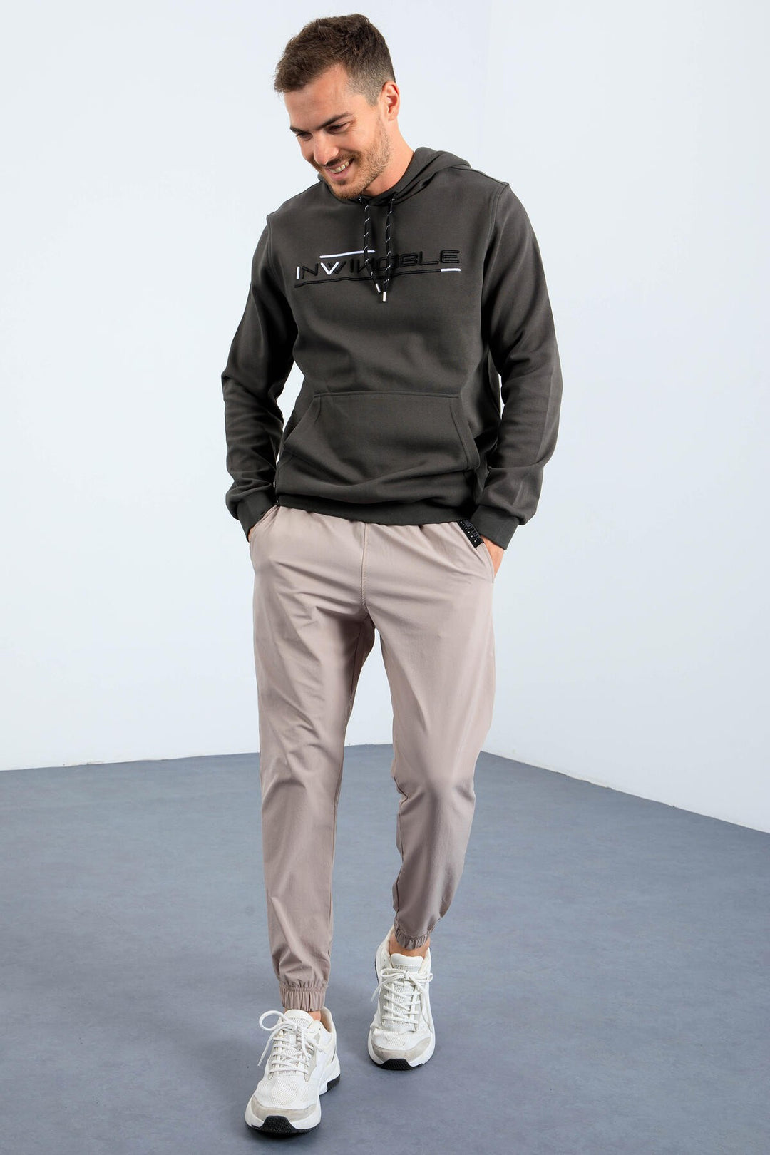 TMY Haki Kangaroo Pocket Standard Fit Hooded Men's Sweatshirt - 87883 - Corsico