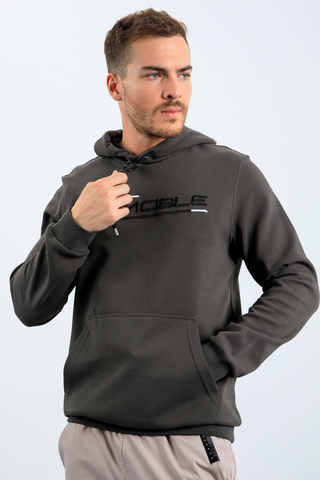 TMY Haki Kangaroo Pocket Standard Fit Hooded Men's Sweatshirt - 87883 - Corsico