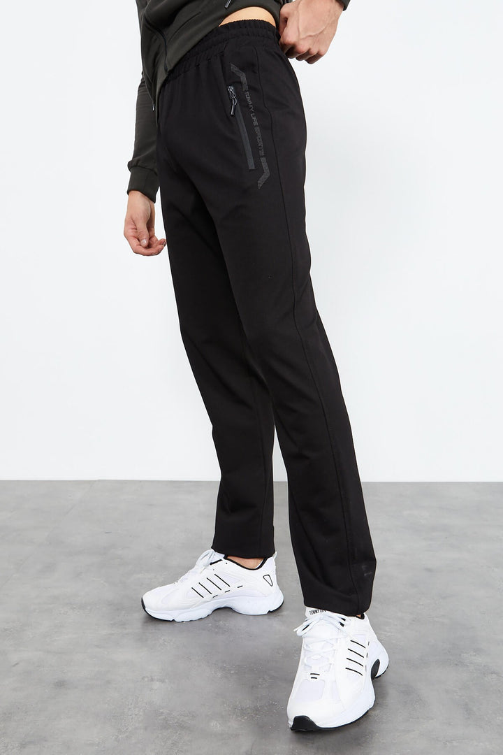 TMY Haki - Black High Neck Zippered Standard Fit Classic Cuff Men's Tracksuit - 85152 - Settimo Torinese