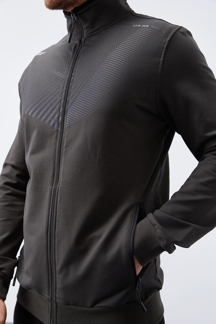 TMY Haki - Black Patterned Standard Mold Cuffed Men's Tracksuit - 85151 - Waterbury