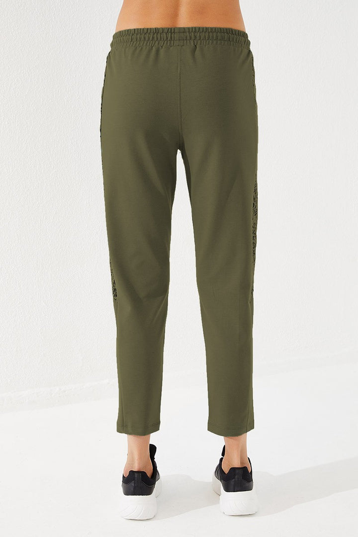 TMY Haki Sides ليوبارد نمط مريح صالح سليم الساق Sweatpants المرأة - 94572 - المزارع