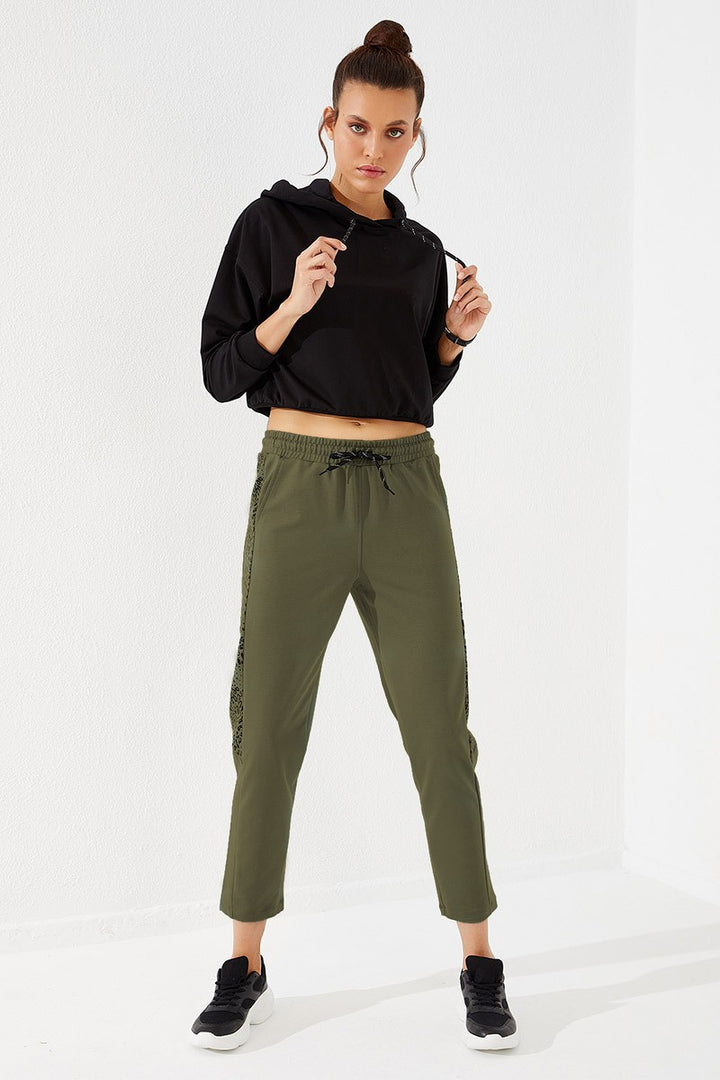 TMY Haki Sides ليوبارد نمط مريح صالح سليم الساق Sweatpants المرأة - 94572 - المزارع