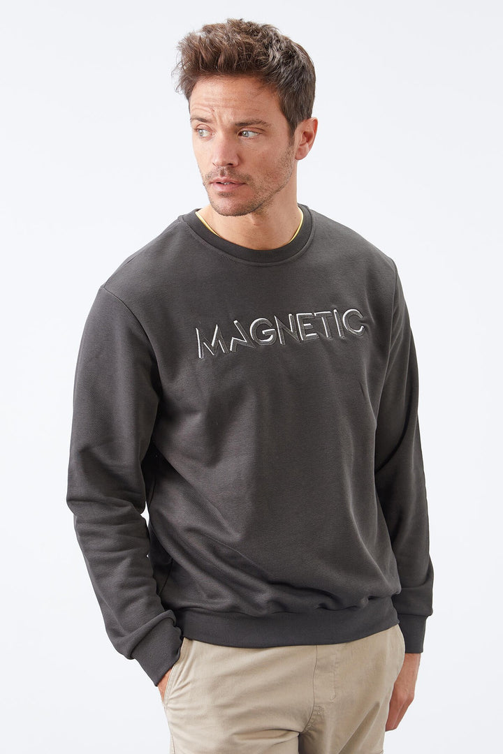 TMY Haki Embroidered Crew Neck Comfort Fit Men's Sweatshirt - 88020 - Pinerolo