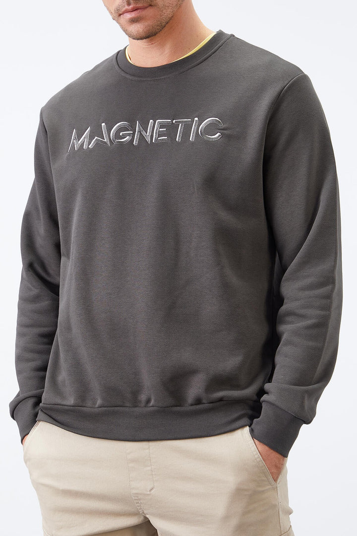 TMY Haki Embroidered Crew Neck Comfort Fit Men's Sweatshirt - 88020 - Pinerolo