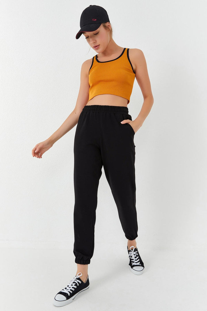 TMY Mustard Basic Zero Sleeve Tight Fit U Neck Women's Crop Top Tank Top - 97160 - Asheville