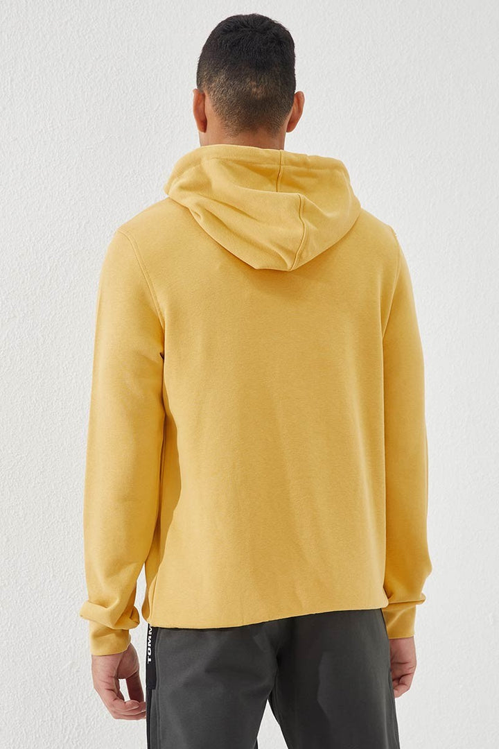 TMY Mustard Geometric Printed Standard Mold Hooded Men's Sweatshirt - 87870 - Los Mochis