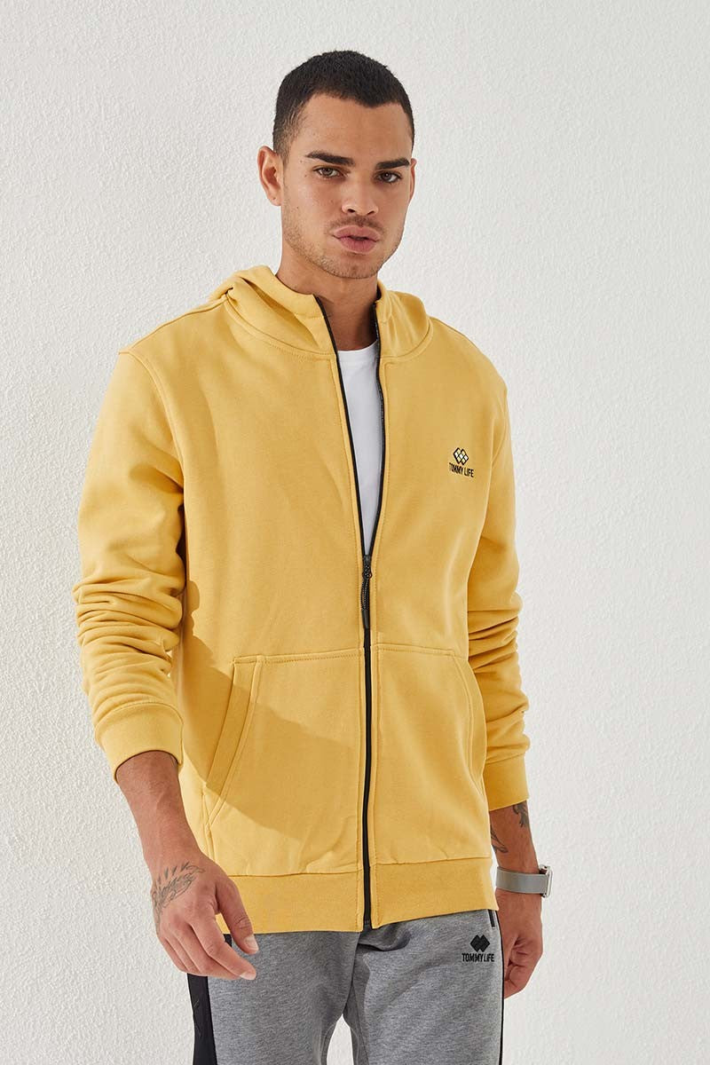 TMY Mustard Zippered Standard Fit Hooded Men's Sweatshirt - 87877 - Launceston