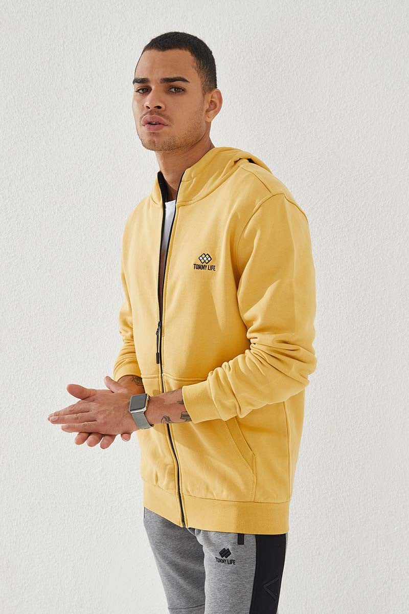 TMY Mustard Zippered Standard Fit Hooded Men's Sweatshirt - 87877 - Launceston
