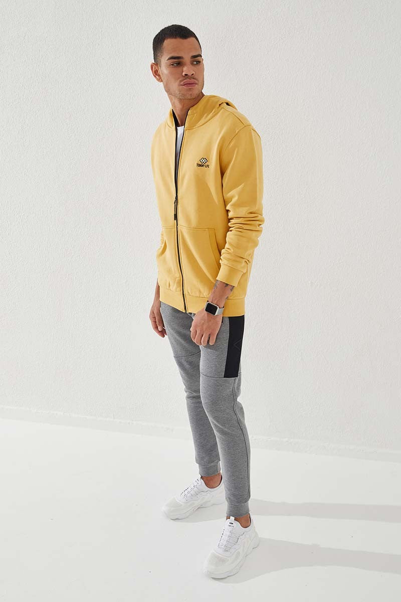 TMY Mustard Zippered Standard Fit Hooded Men's Sweatshirt - 87877 - Launceston