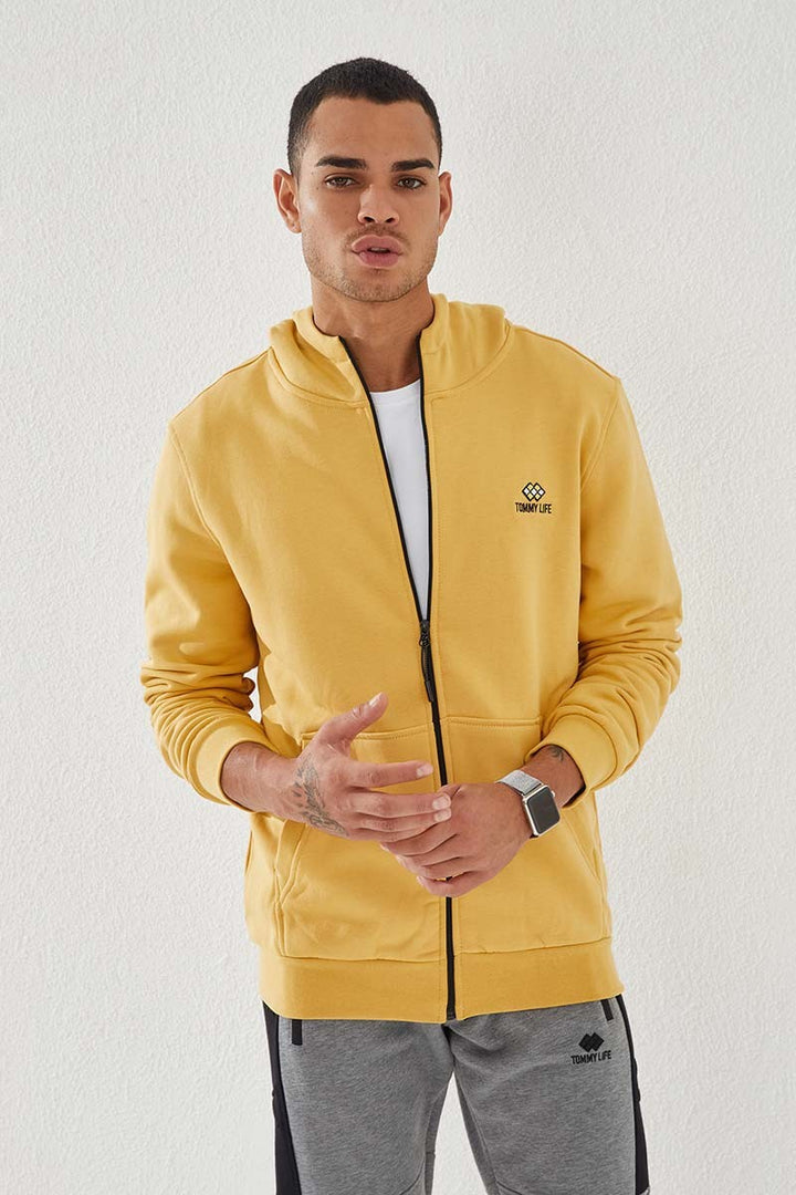 TMY Mustard Zippered Standard Fit Hooded Men's Sweatshirt - 87877 - Launceston