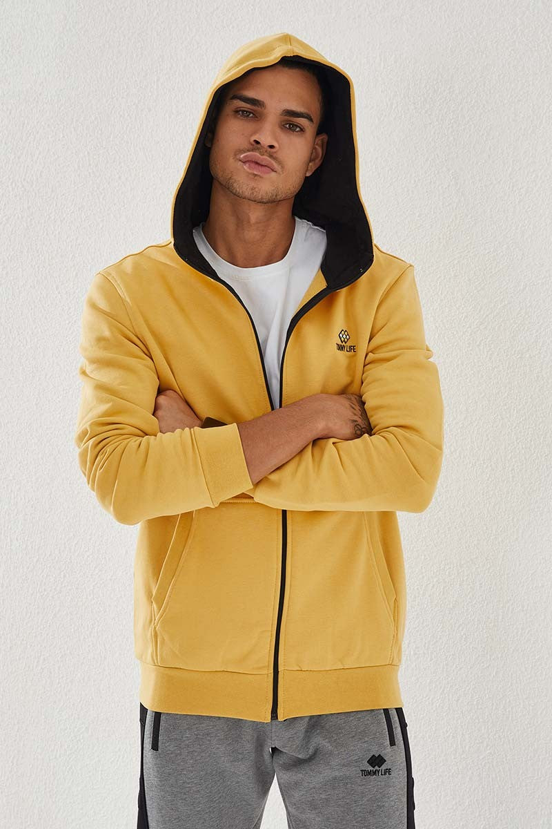 TMY Mustard Zippered Standard Fit Hooded Men's Sweatshirt - 87877 - Launceston