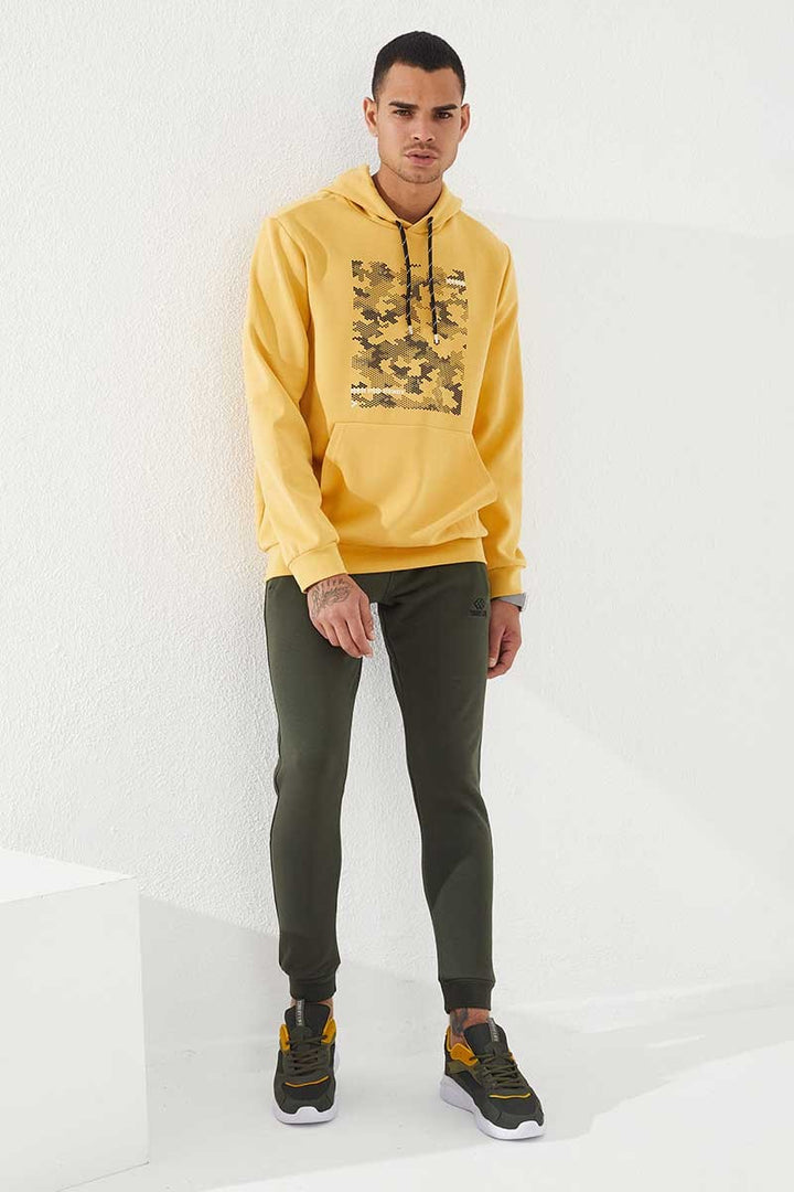 TMY Mustard Camouflage Pattern Printed Standard Mold Hooded Men's Sweatshirt - 87884 - Friedrichshafen