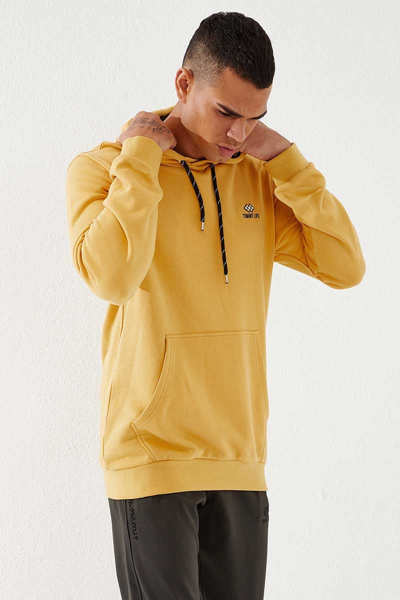 TMY Mustard Kangaroo Pocket Standard Fit Hooded Men's Sweatshirt - 87872 - Sault Ste. Marie