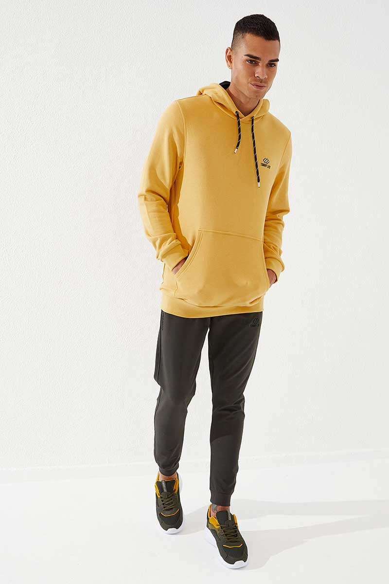 TMY Mustard Kangaroo Pocket Standard Fit Hooded Men's Sweatshirt - 87872 - Sault Ste. Marie