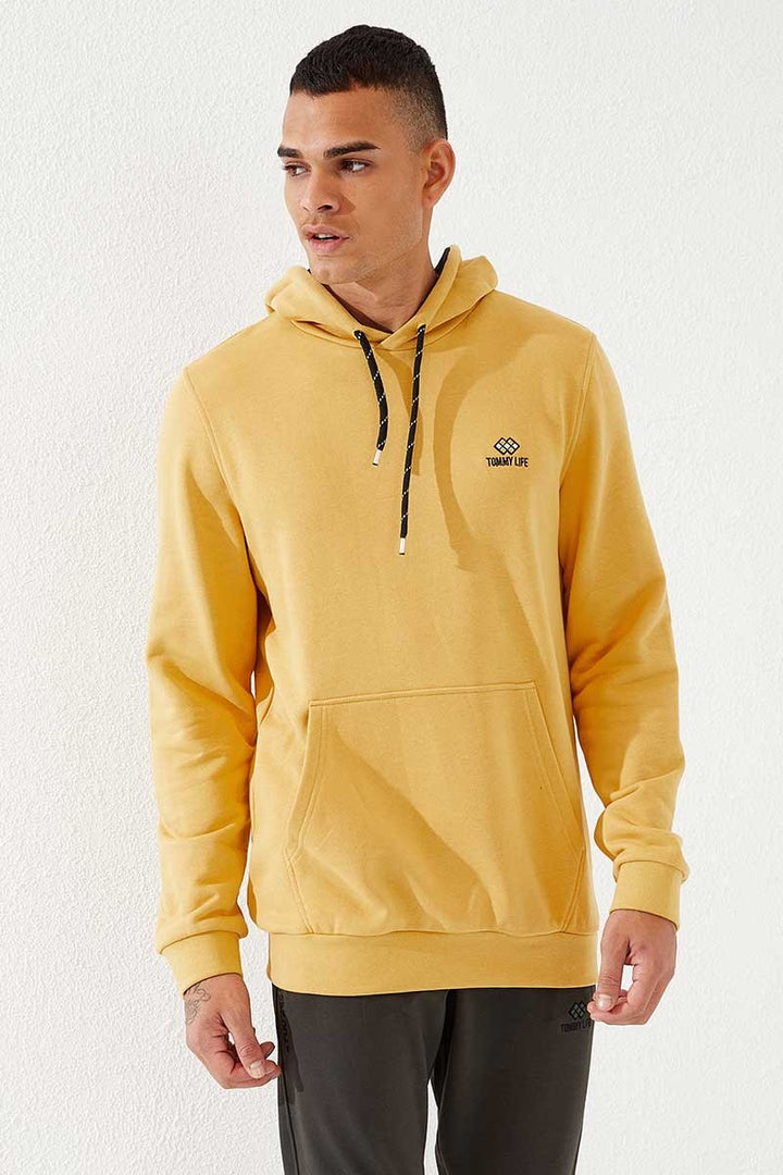 TMY Mustard Kangaroo Pocket Standard Fit Hooded Men's Sweatshirt - 87872 - Sault Ste. Marie